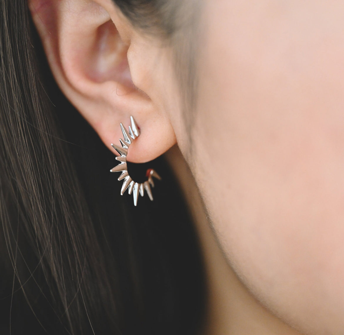 Silver Sunburst Hoop