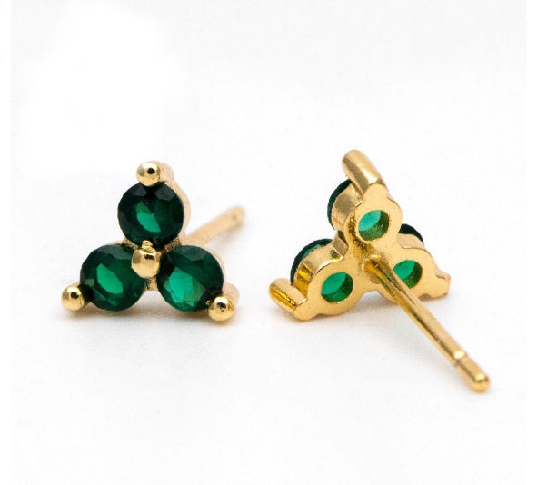 Emerald Flower Studs