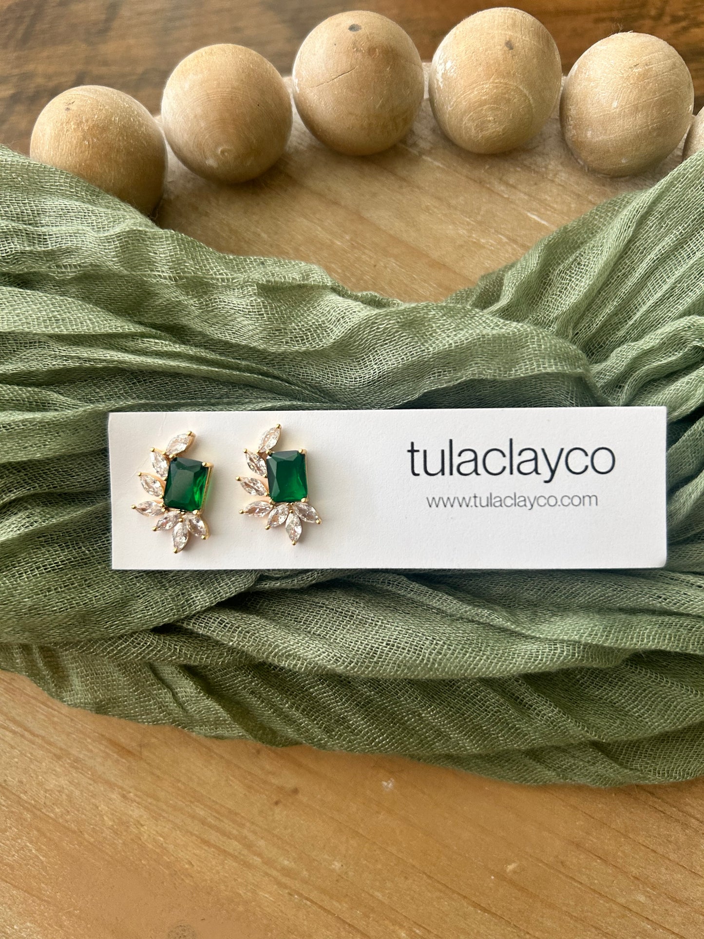 Emerald & Crystal Studs