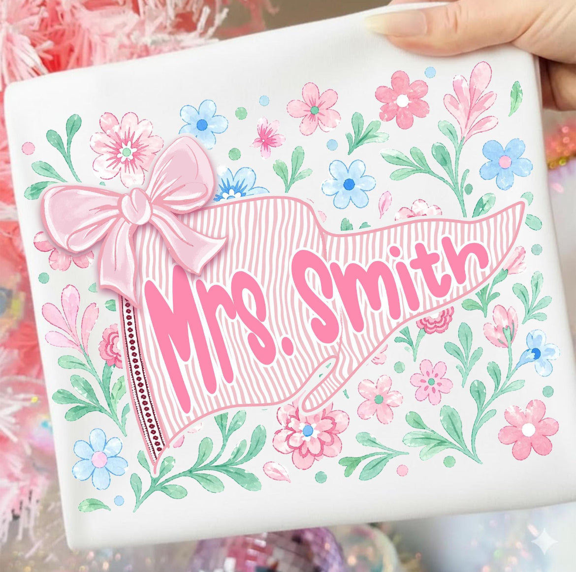 Custom Name Floral Flag Shirt