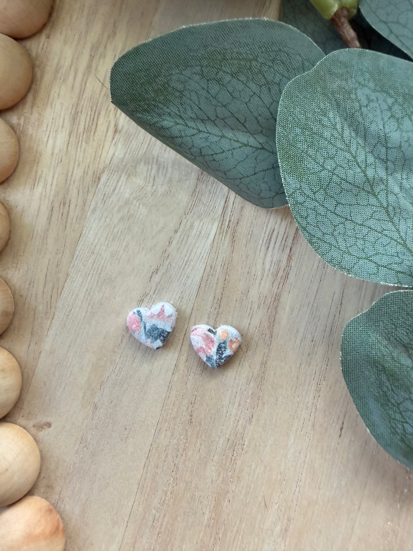 Dusty Autumn Heart Studs