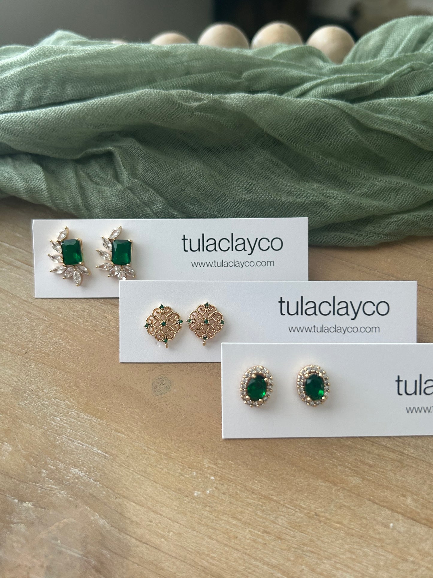 Emerald Oval Studs