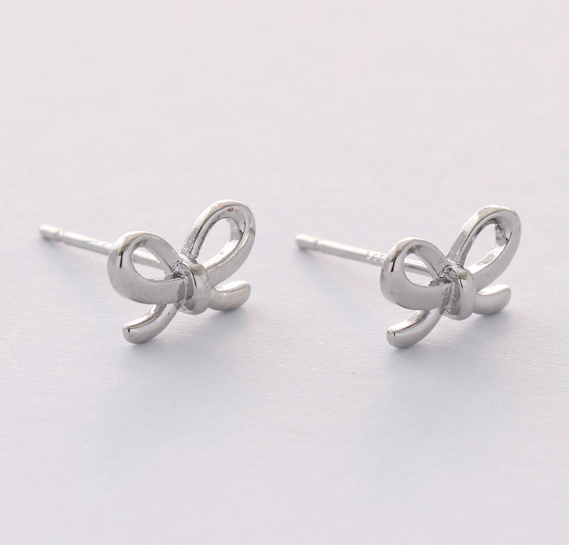 Silver Simple Bow Stud