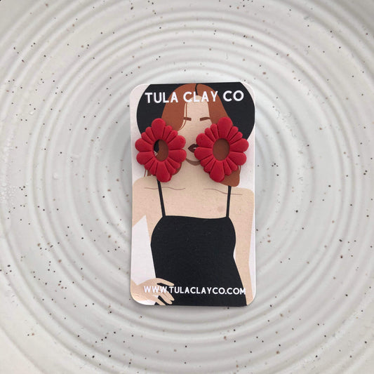 Crimson Oversized Studs