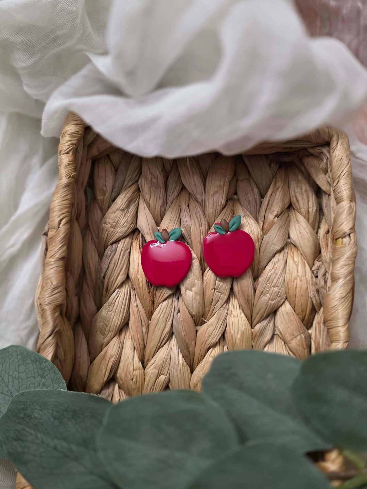 Red Apple Oversized Stud