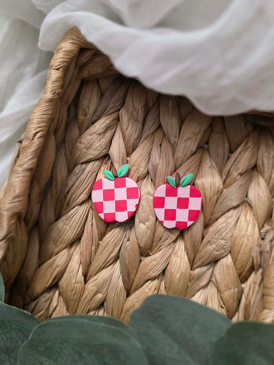Checkered Apple Oversized Stud
