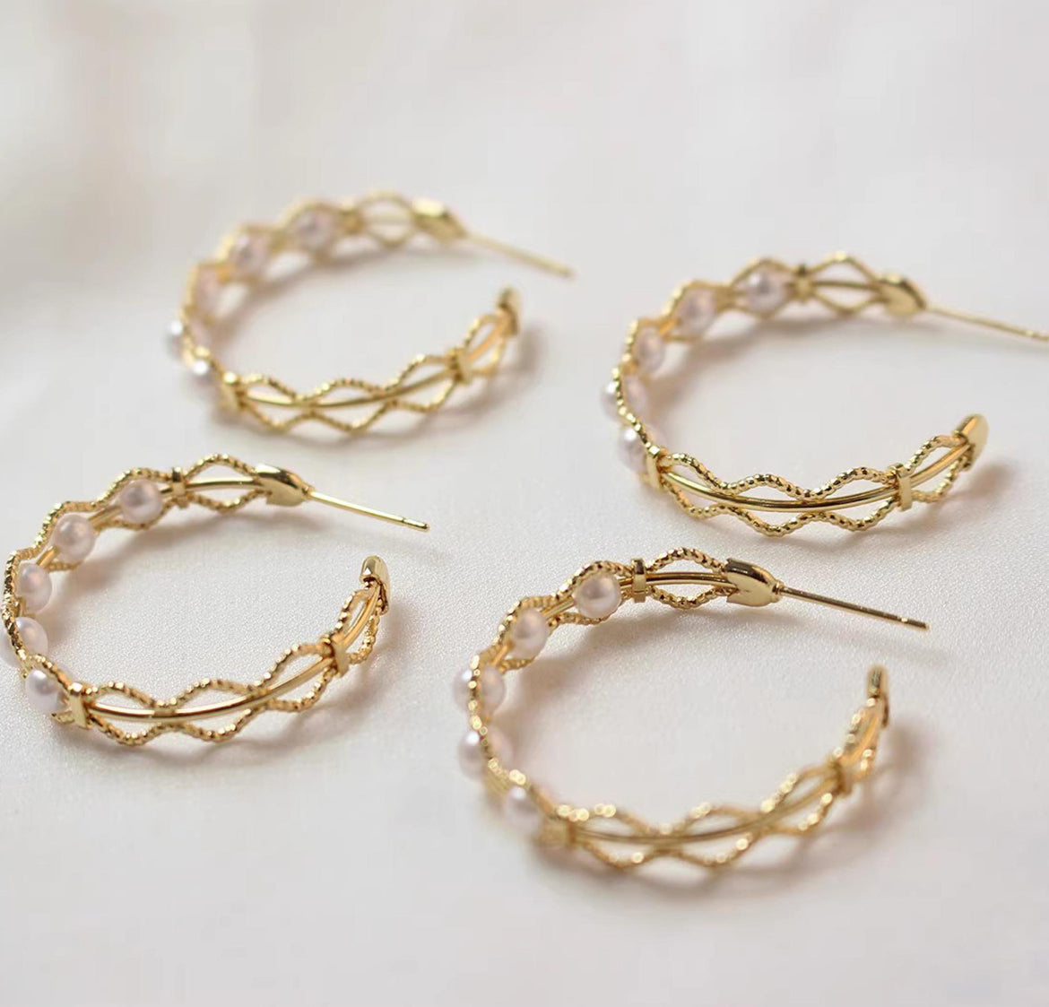 Twisted Pearl Hoops