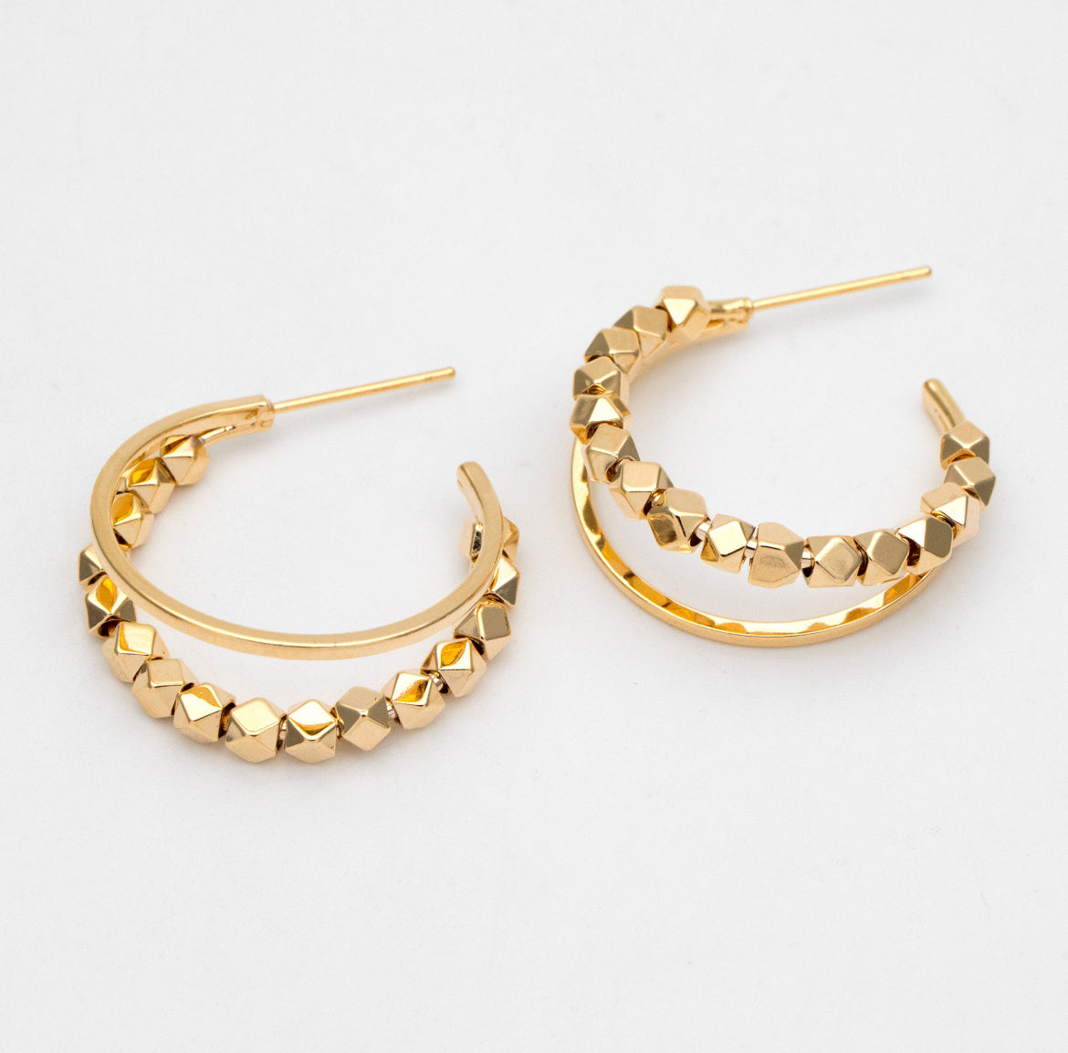 Double Banded Beaded Hoops
