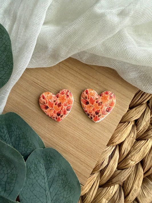 Fall Foliage Heart Studs