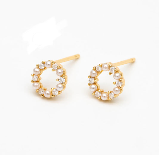 Pearl & Crystal Circle Studs