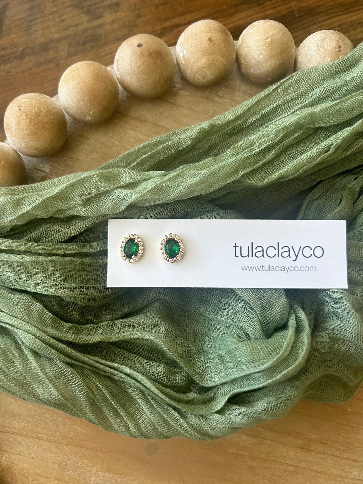 Emerald Oval Studs