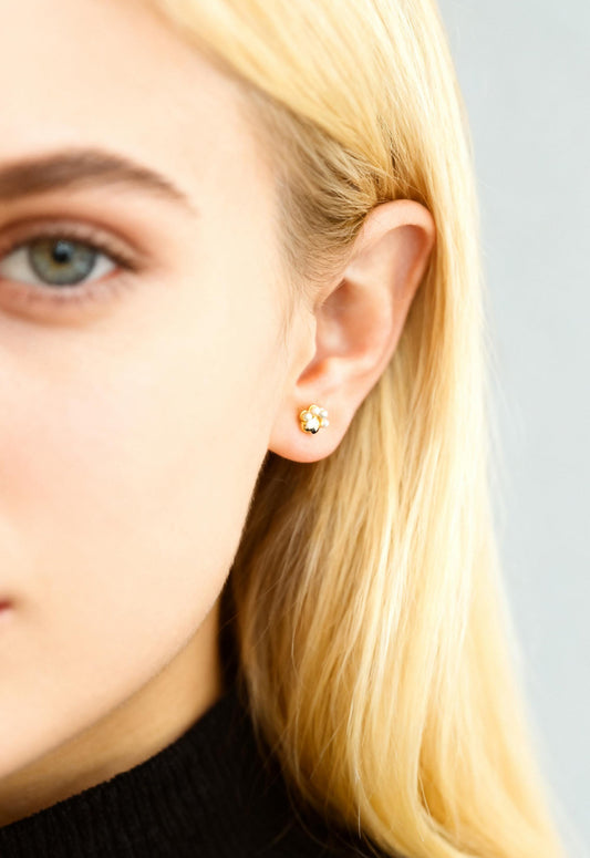 Silver Pearl Paw Studs
