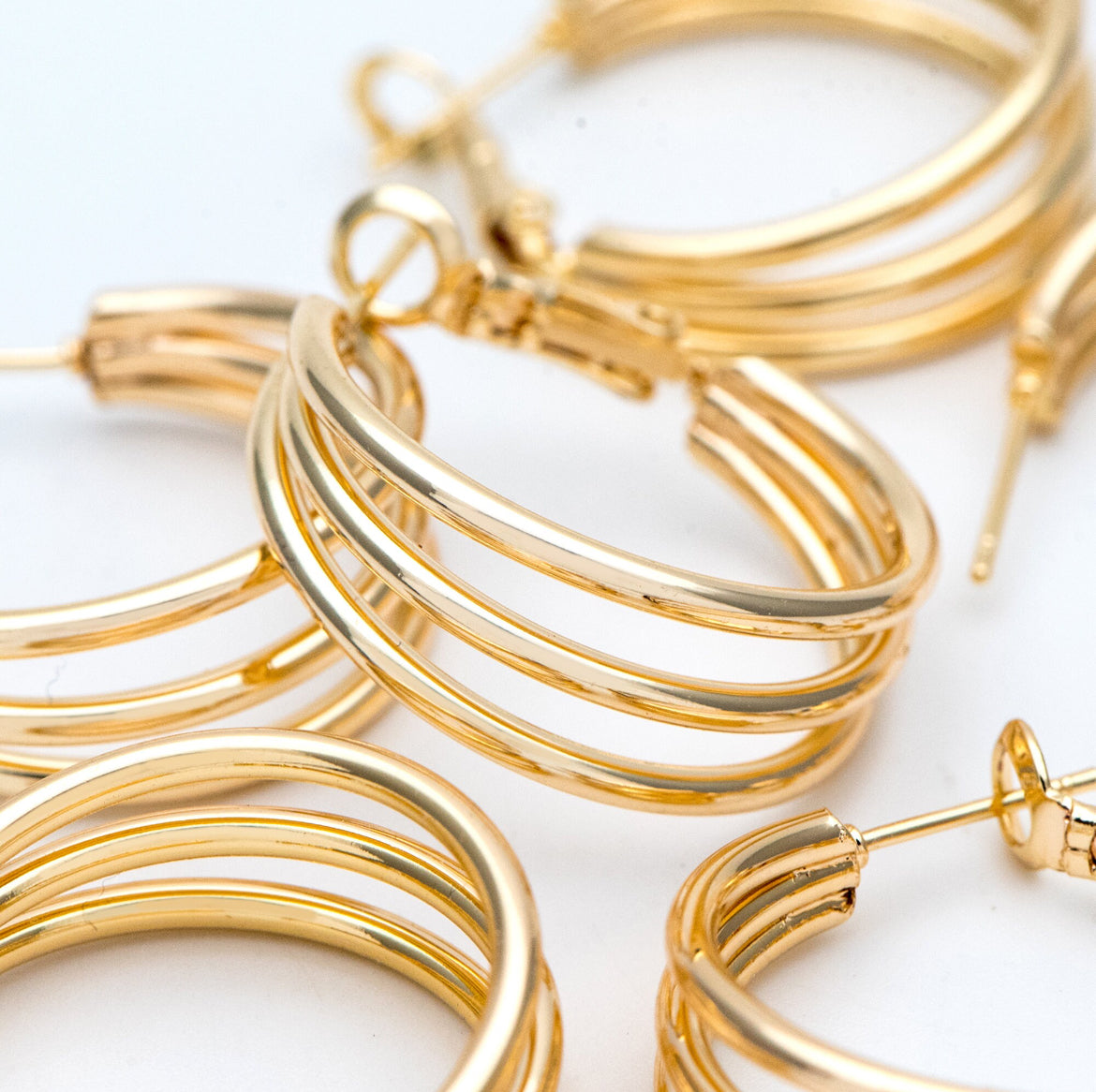 Triple Gold Hoops