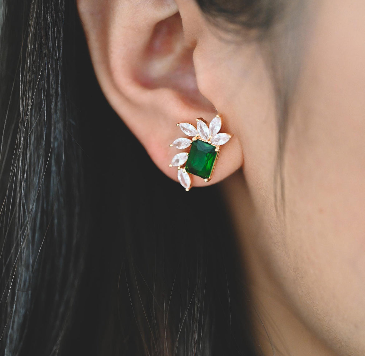 Emerald & Crystal Studs