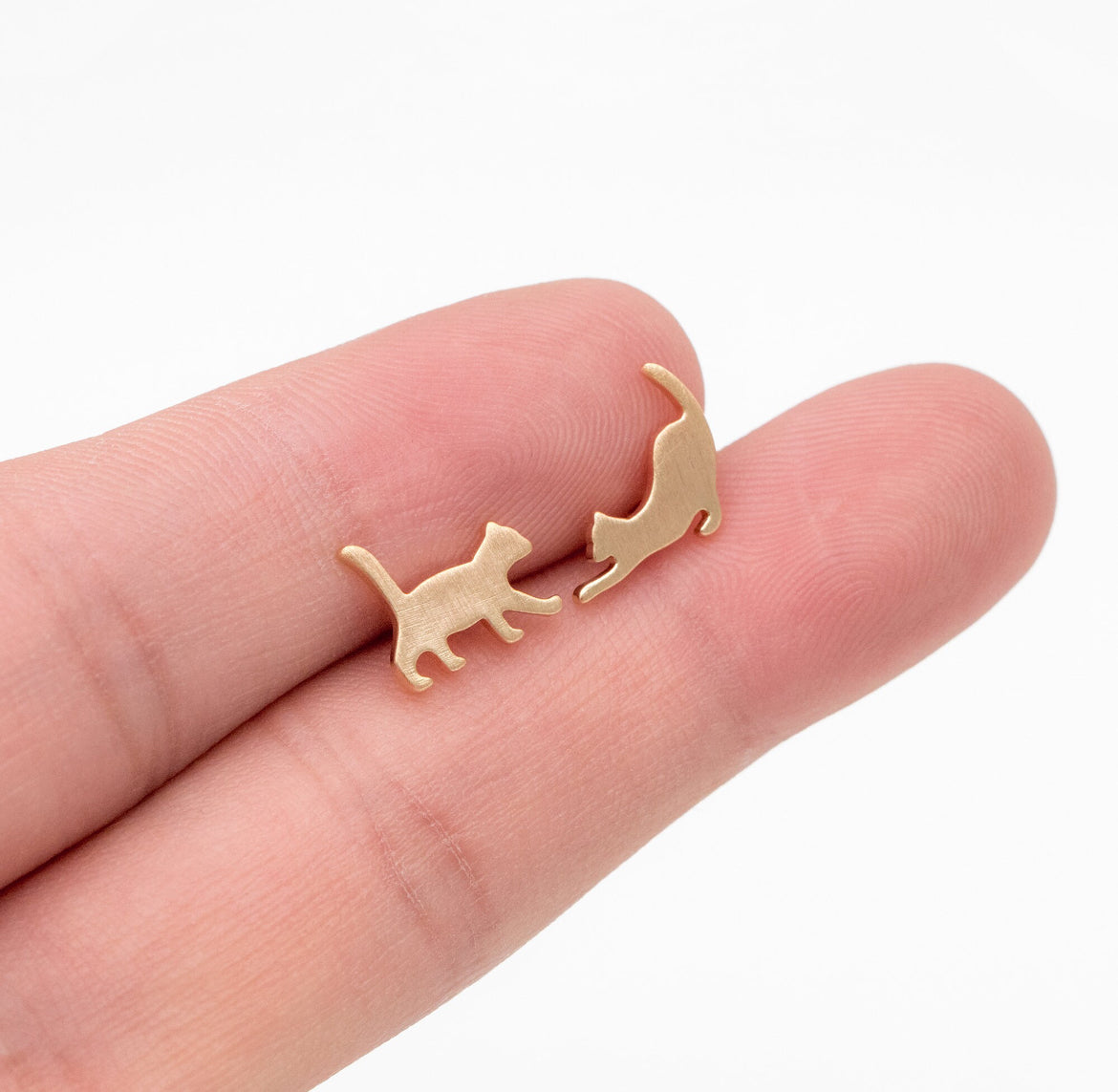 Gold Kitty Studs