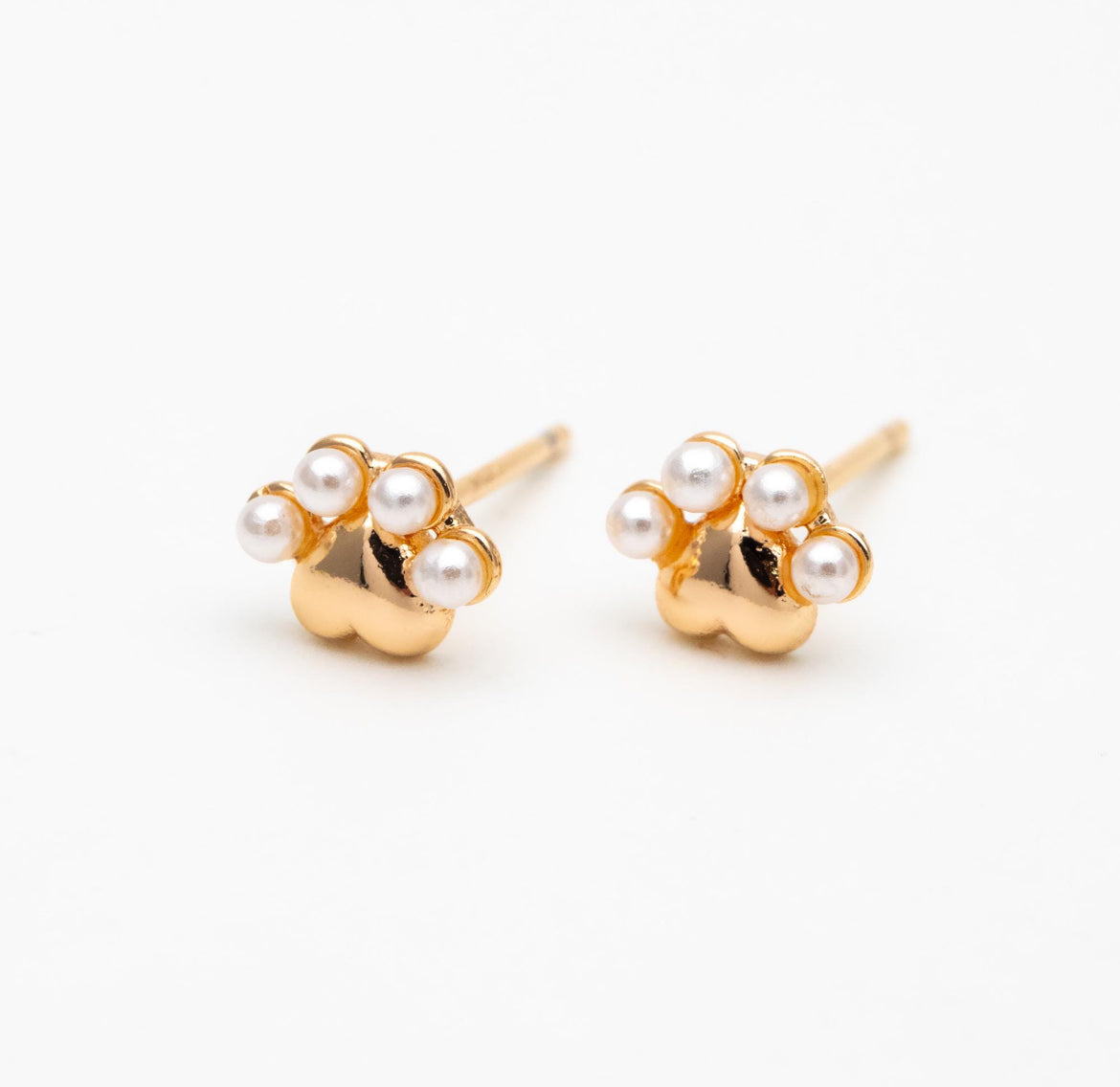 Gold Pearl Paw Studs