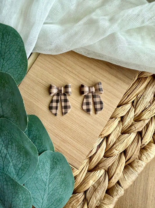 Warm Espresso Plaid Bow