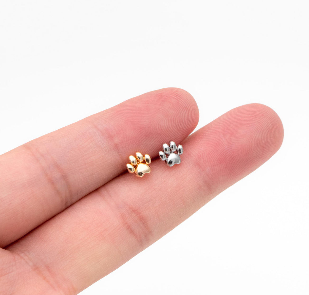 Silver Paw Studs