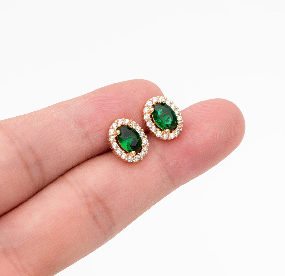 Emerald Oval Studs