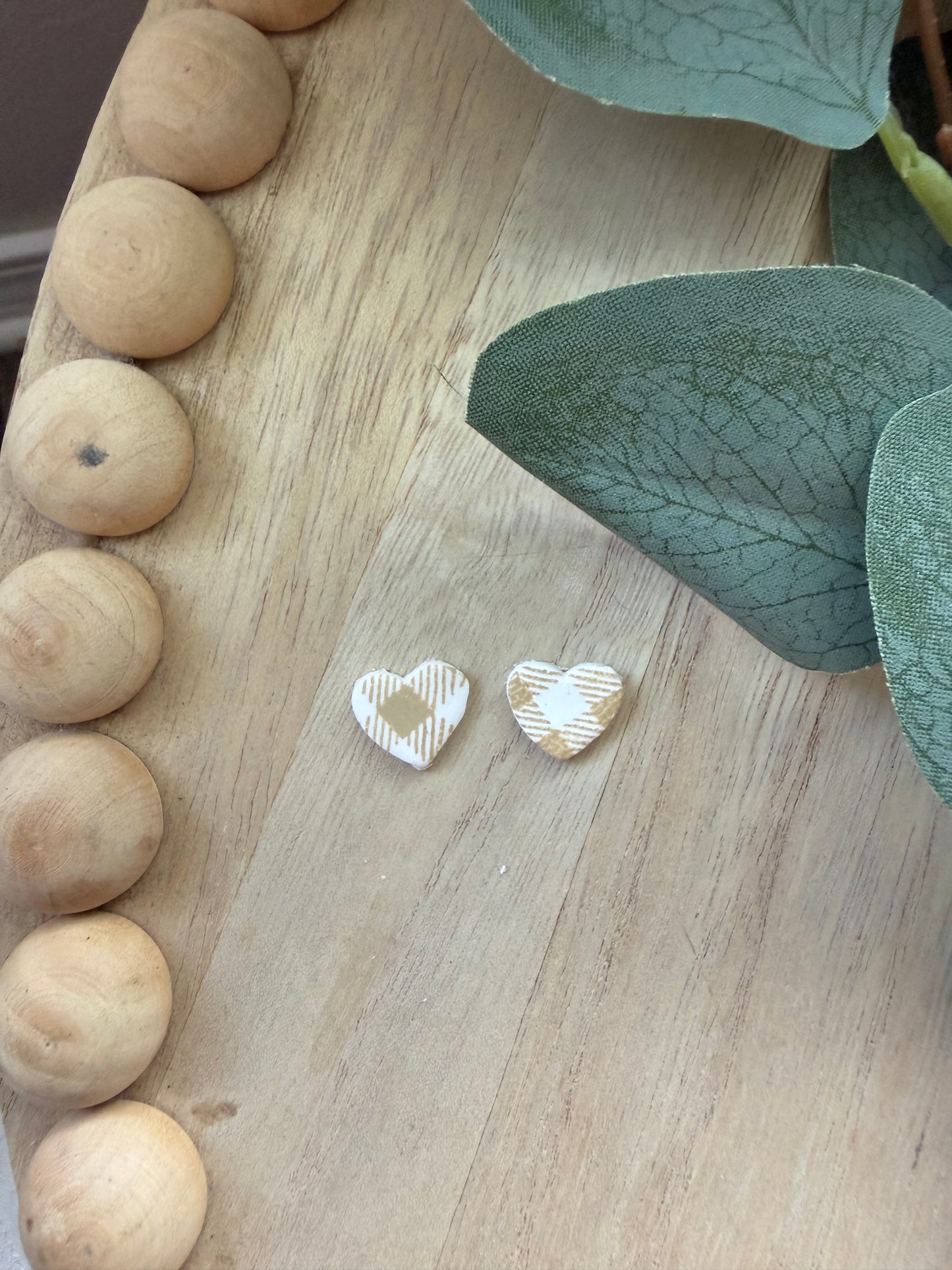 Chai Latte Heart Studs