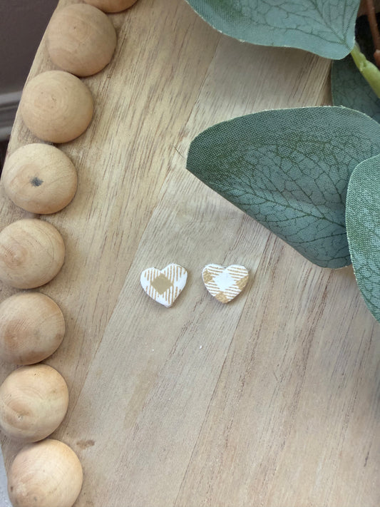 Chai Latte Heart Studs