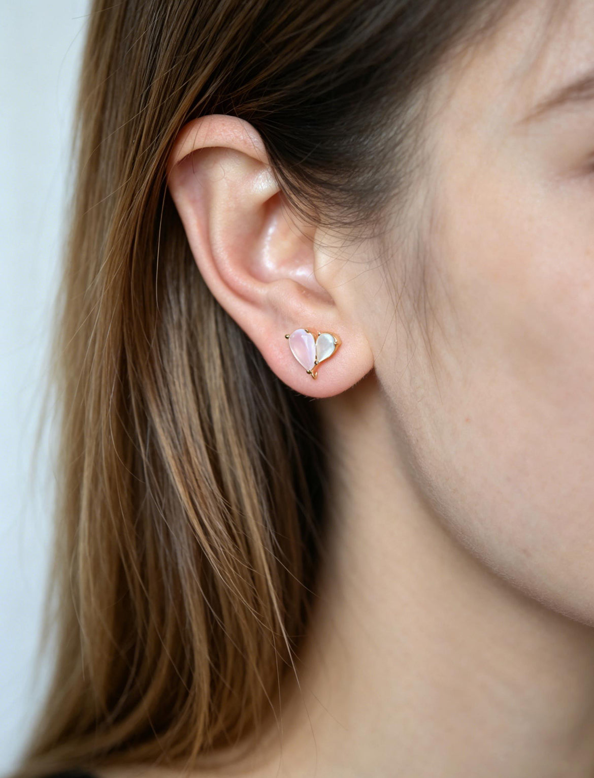 Pink & Opaque Heart Studs