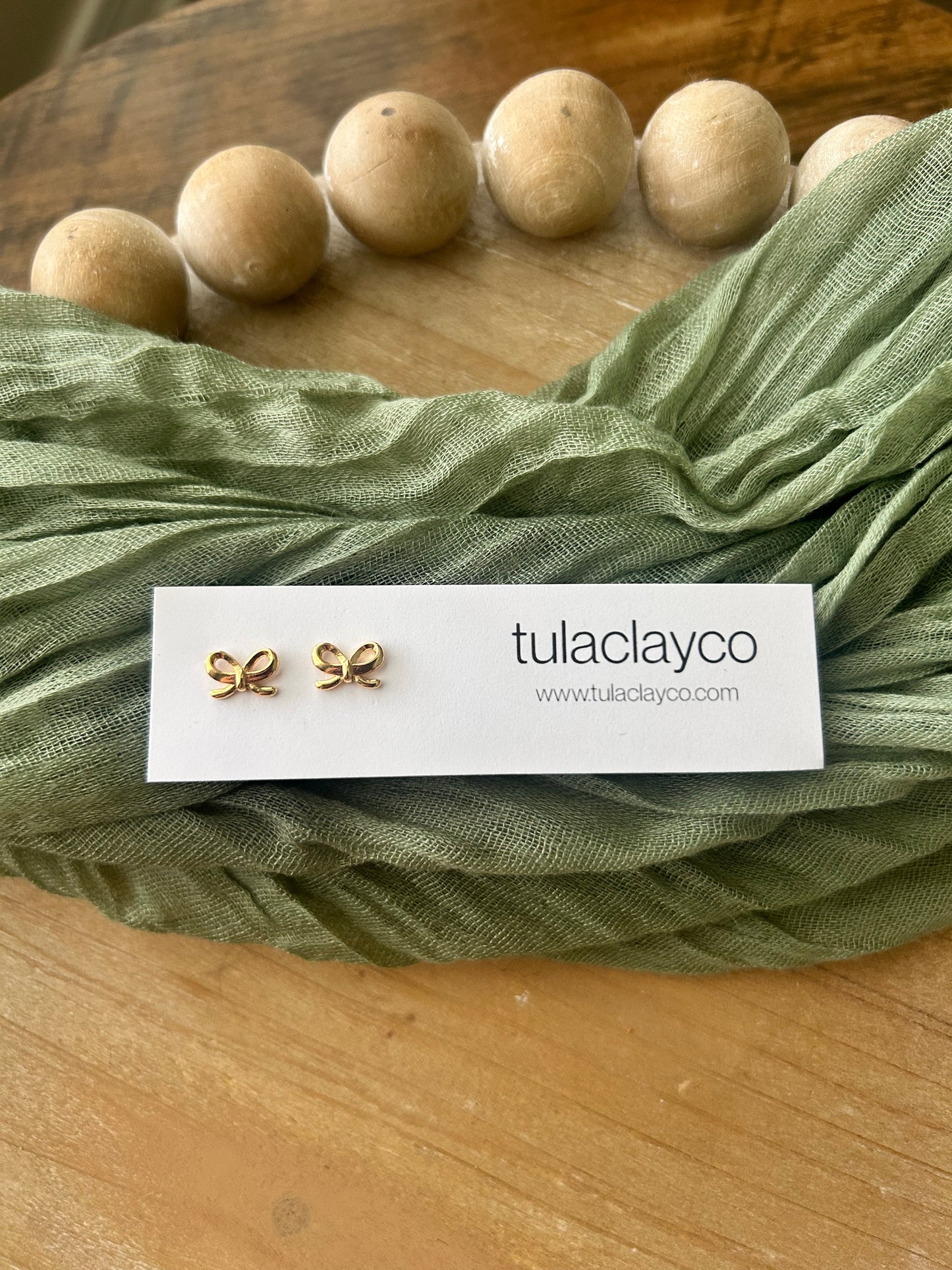 Gold Dainty Bow Studs