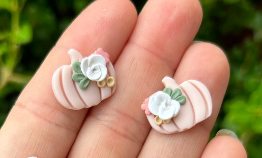 Floral Pumpkin Studs