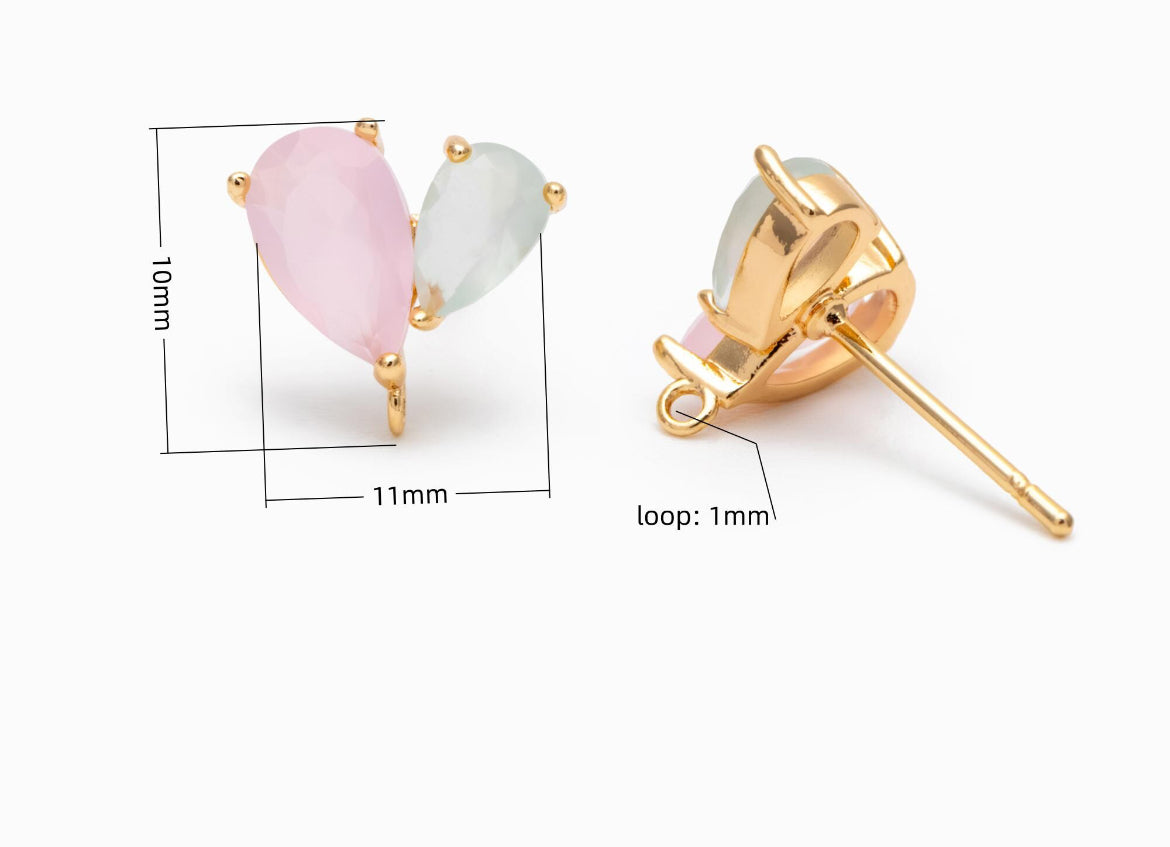 Pink & Opaque Heart Studs