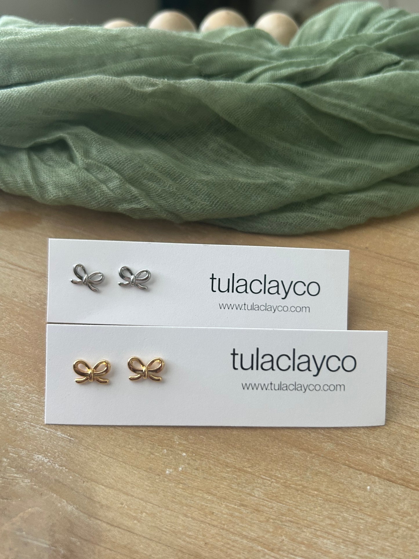 Silver Dainty Bow Studs