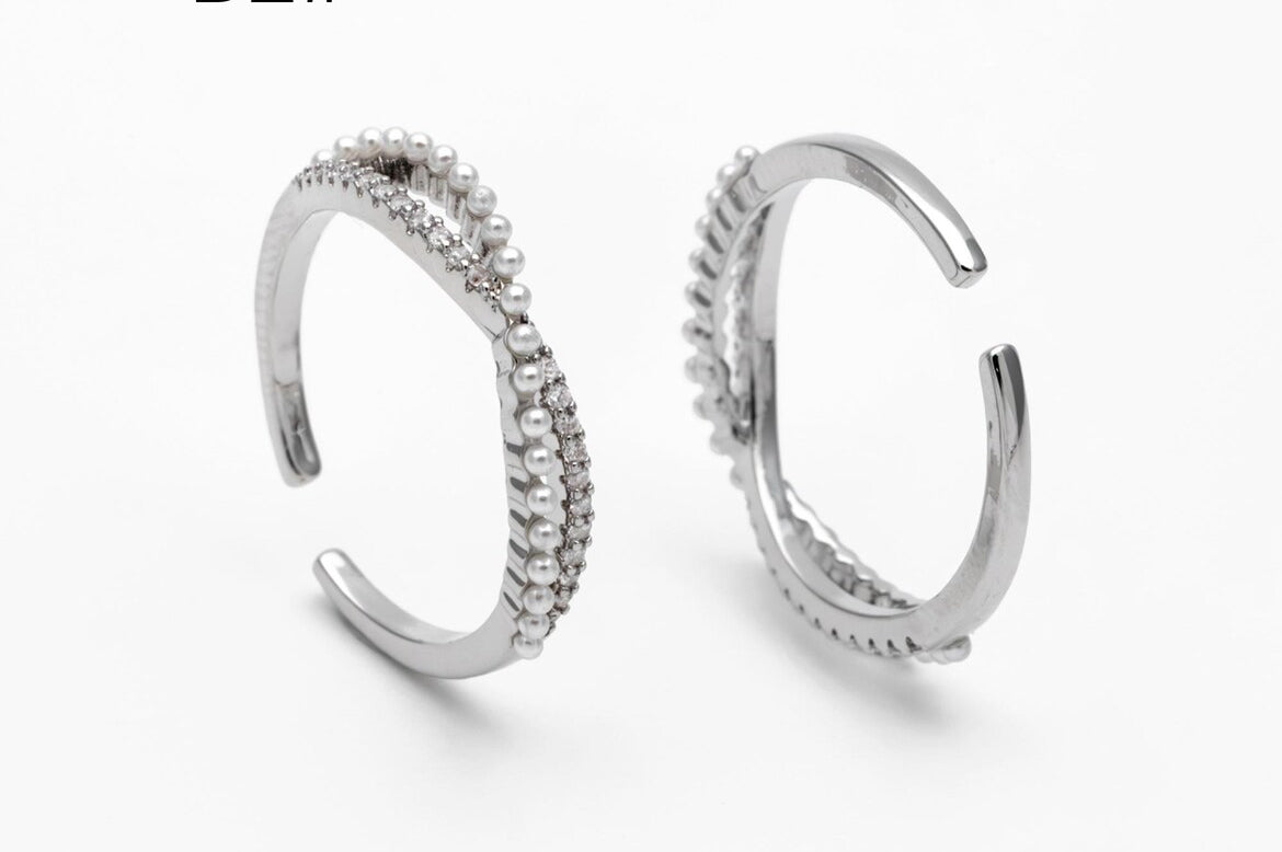 Silver Pearl Twisted Ring