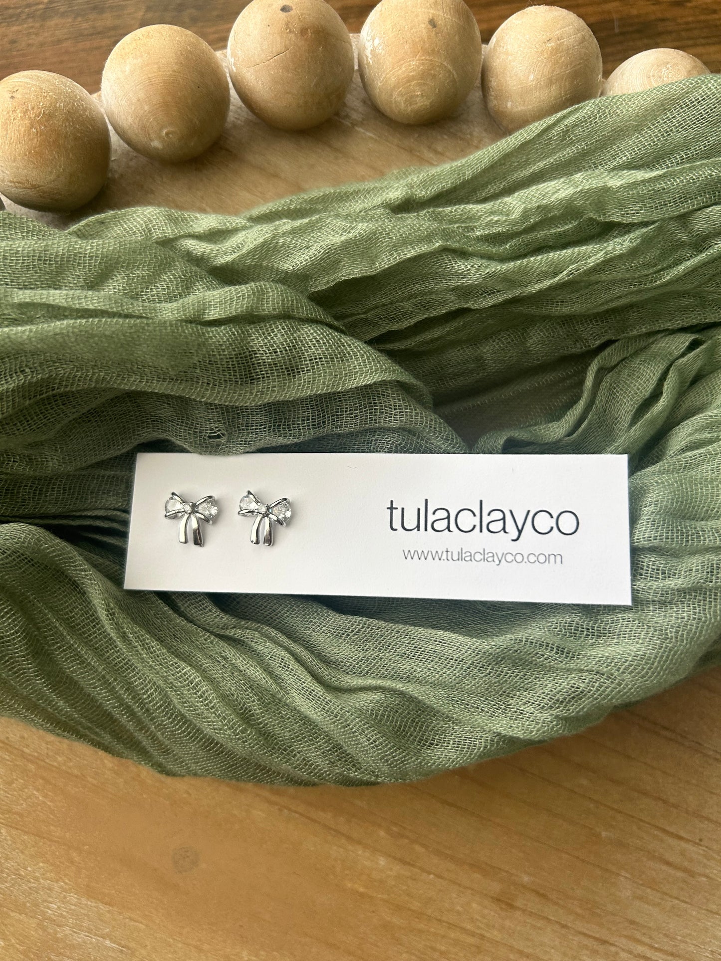 Silver Crystal Bow Studs