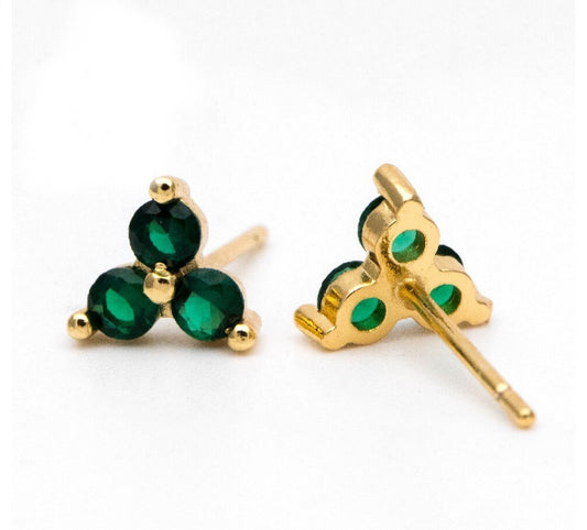 Emerald Flower Studs