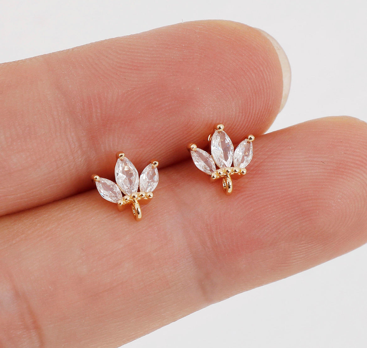 Gold Triple Stone Studs