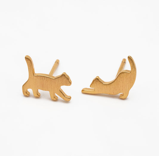 Gold Kitty Studs
