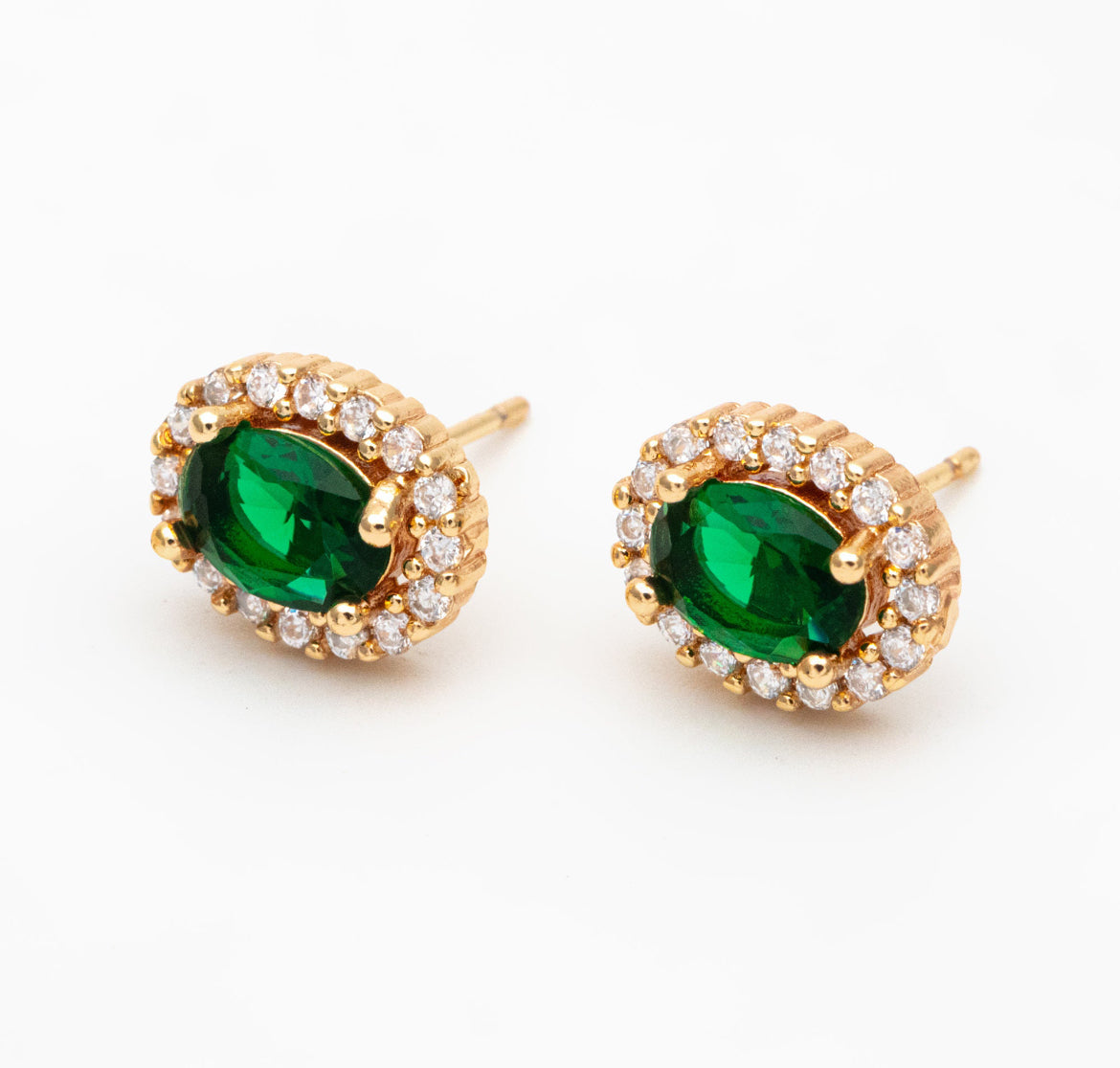 Emerald Oval Studs