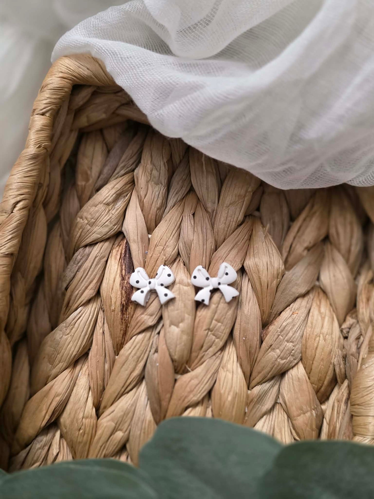 Polka Dot Bow Stud