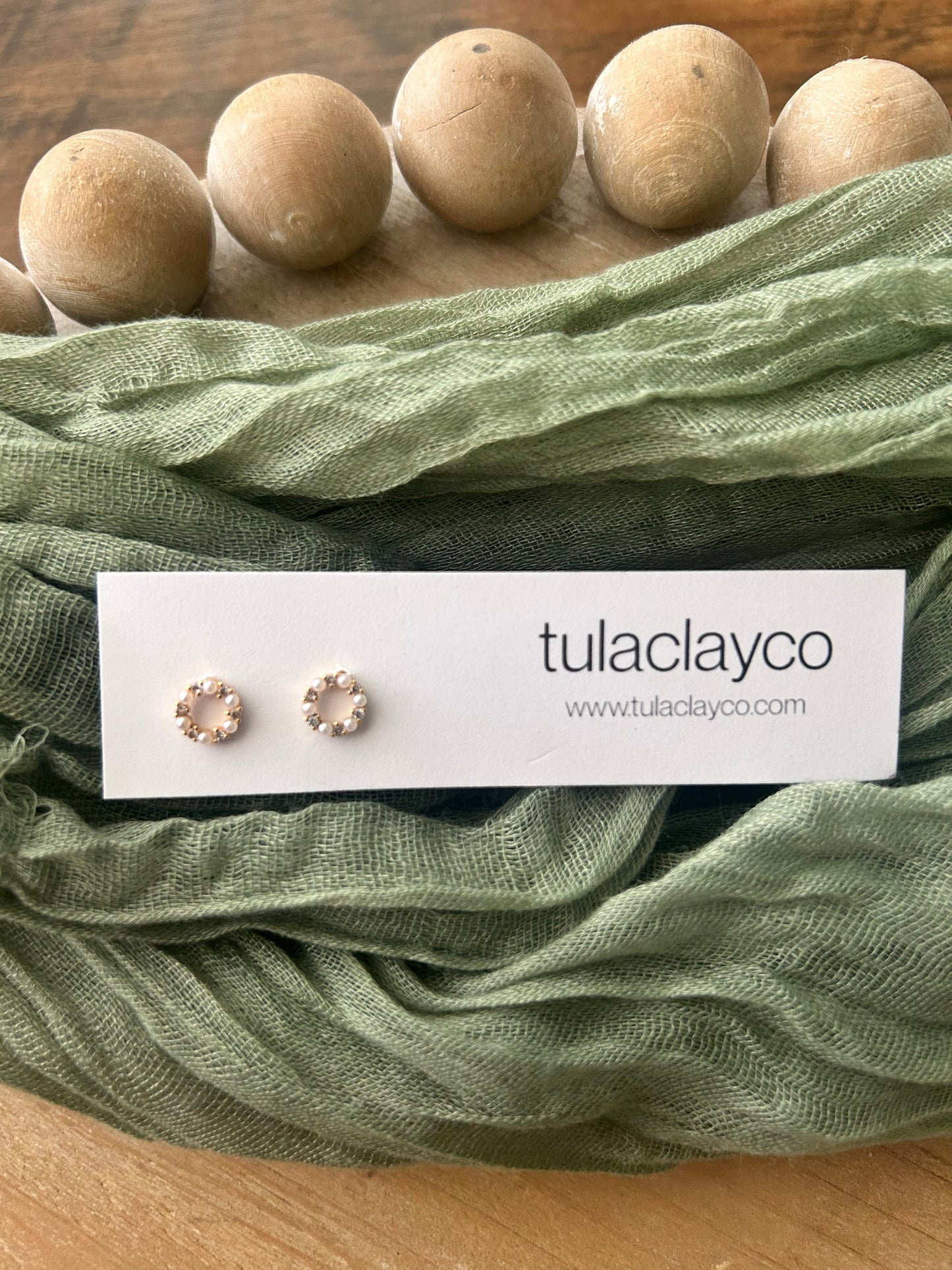 Pearl & Crystal Circle Studs