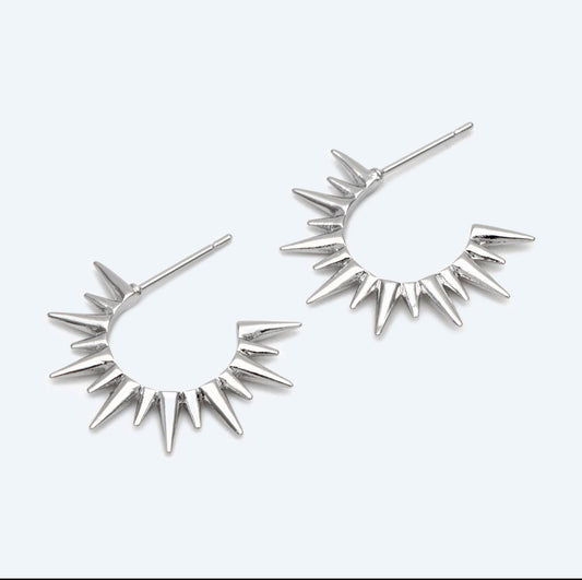 Silver Sunburst Hoop