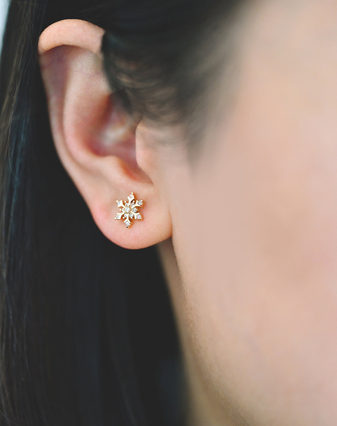 Silver Crystal Snowflake Studs