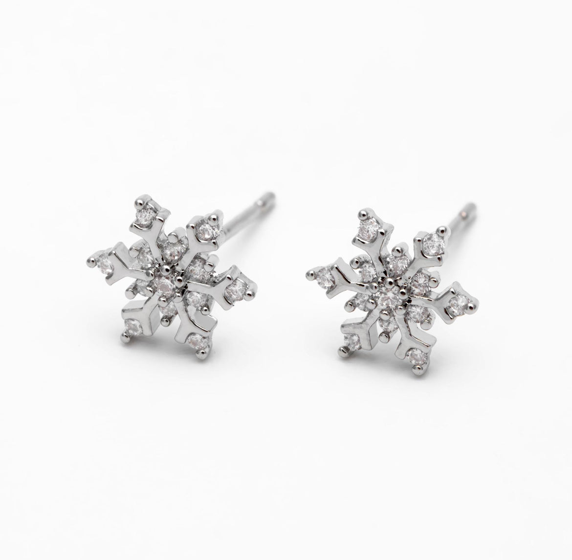 Silver Crystal Snowflake Studs