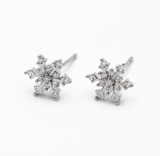 Silver Crystal Snowflake Studs