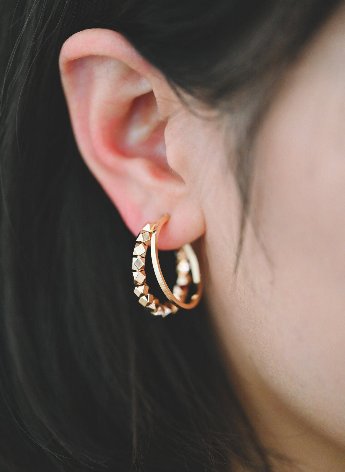 Double Banded Beaded Hoops