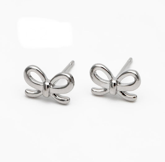 Silver Dainty Bow Studs