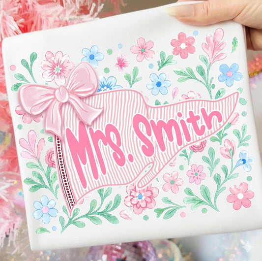 Custom Name Floral Flag Shirt