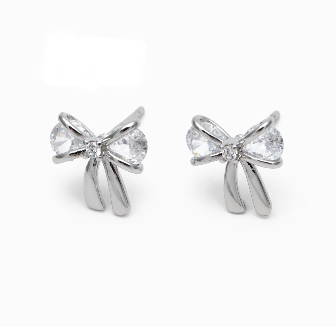 Silver Crystal Bow Studs