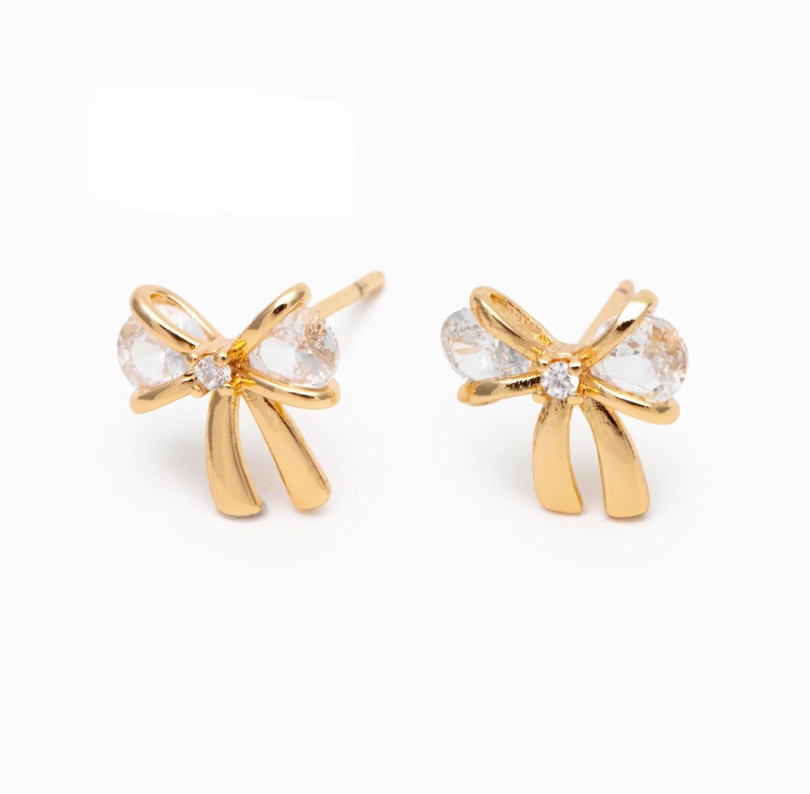 Gold Crystal Bow Studs