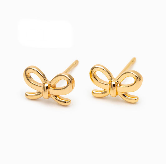 Gold Dainty Bow Studs