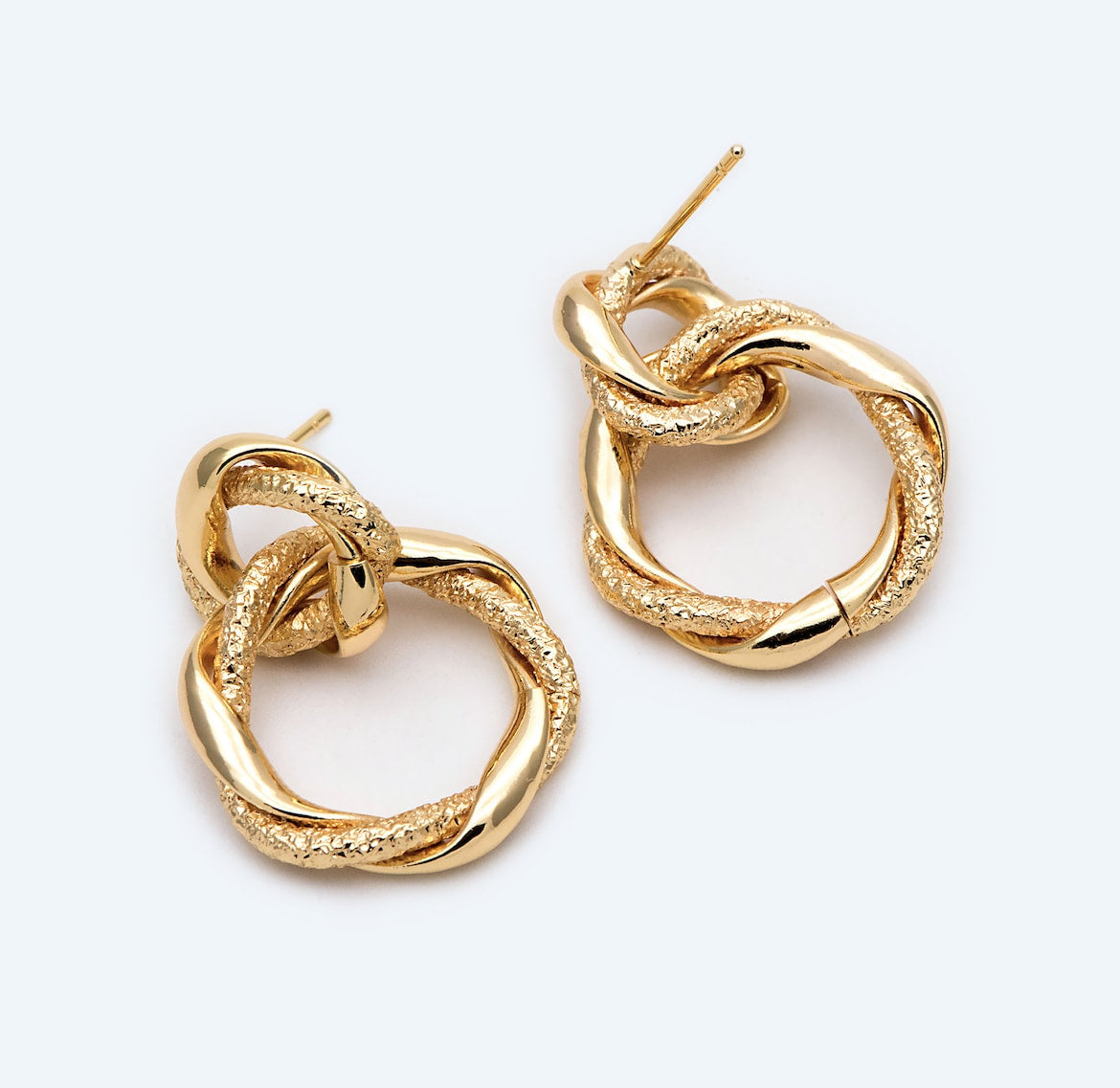 Double Textured Gold Hoops