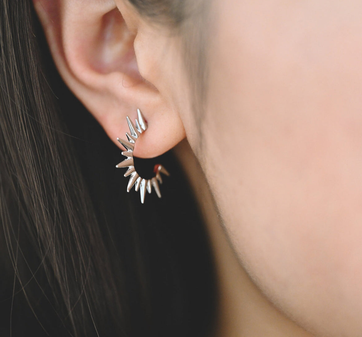 Silver Spiked Hoops